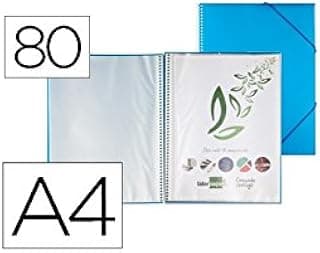 Carpeta liderpapel escaparate con espiral 80 fundas polipropileno din a4 azul
