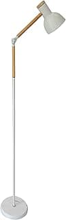 BEL AIR HOME - Lámpara de Pie TEACHER En Metal y Madera - Altura 155 cm - Portalámparas E-27 (BOMBILLA NO INCLUIDA) - Diseño Moderno Elegante, Ideal para Salón, Comedor, Oficina, Habitación (BLANCO)