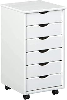 Inter Link Office 20 Cajonera de Oficina de Pino Madera Maciza Lacado Natural 35 x 65 x 40 cm, Blanco