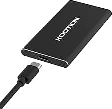 KOOTION SSD Externo Portátil 1 TB, USB-C USB 3.2 Gen 1 Memoria de Estado Sólido Velocidad Rápida SSD hasta 500 MB/s de Lectura Tipo C para Juegos/Windows/Mac OS/PC/Mackbook/PS4/Xbox One
