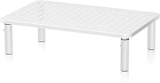 suptek Soporte para Monitor de Altura Ajustable, Elevador Monitor para PC, Portátil, Impresora de hasta 20 kg, Metal con Plataforma de Ventilación, Soporte Pantalla Ordenador