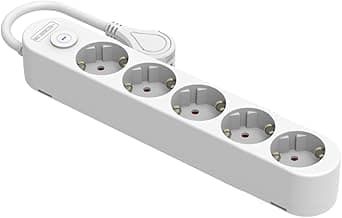 Silver Electronics - Base eléctrica multienchufe Protek Plus 5 Tomas con Interruptor Cable 1,5m IP20 Blanco