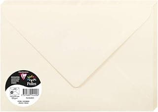 Clairefontaine 5442C – Paquete de 20 sobres borrados – Tamaño C5 16,2 x 22,9 cm – 120 g/m² – Color marfil – Invitación para eventos y correspondencia, gama Polen – Papel premium liso