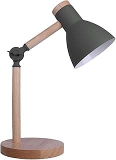 BEL AIR HOME - Lámpara Flexo de Escritorio - 1xE-27 de Madera y Metal - Diseño Moderno y Elegante para Oficinas y Escritorios de Casa - Altura de 47cm (No Incluye Bombilla) (GRIS)