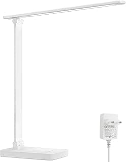 Lepro Lámpara LED Escritorio, Lámpara de Mesa 9,2W, Flexo LED Escritorio 800LM 5 Color y 5 Nivel de Brillo Regulable, Luz Mesa Cuidado de Ojos para Cama, Oficina, Leer, Estudiar, Relajamiento, Blanco