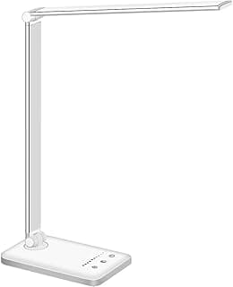 SLATOR Lámpara Escritorio LED, Flexo de Escritorio (Cuidado Ocular, Puerto USB, 5 Modos,10 Niveles de Brillo,Temporizador de 30/60min, Función de Memoria)