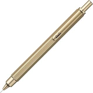 RHODIA 9386C – Bolígrafo recargable scRipt Cuerpo Hexagonal de aluminio cepillado – Turquesa – Punta retráctil de bola de alta precisión 0,7 mm, tinta negra – Colección scRipt