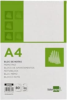 Bloc notas liderpapel liso a4 80 hojas 60g/m2