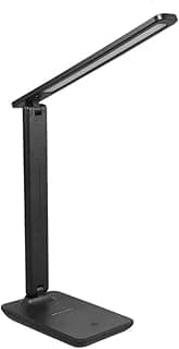 BEL AIR HOME - Flexo LED 5W Táctil con Protección Ocular MOBIL y Base de Carga Inalámbrica para Smartphone - 3 Temperaturas de Luz - Diseño Moderno - Ideal para Escritorio y Estudio (NEGRO)