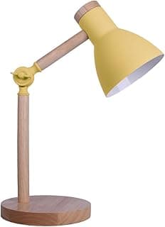 BEL AIR HOME - Lámpara Flexo de Escritorio TEACHER - 1xE-27 - Madera y Metal - Diseño Moderno y Elegante para Oficinas y Escritorios de Casa - Altura de 47cm (No Incluye Bombilla) (AMARILLO)