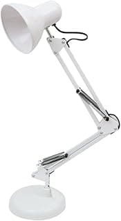 BEL AIR HOME - Lámpara de Escritorio LED Vintage Retro Articulada | Flexo Antigona Ajustable para Estudio y Lectura | Iluminación E27, Blanco, Metal