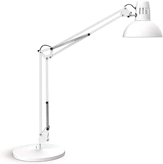 MAUL lampara escritorio MAULstudy | Lampara LED con soporte ajustable con brazo articulado para escritorio | Elegante lampara de mesa metálica LED | Fuente de luz LED incluida | Blanco
