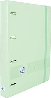 Oxford Live & Go, Archivador 4 Anillas Plástico Polyfoam con Recambio y Goma. Tamaño A4+, Pizarra Extraíble, Hoja de Pegatinas, Recambio con 5 Bandas Color y Cuadrícula 5x5, Color Verde Menta