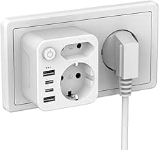 ZENIJUST Enchufe múltiple con 4 Fuentes de alimentación USB, Enchufe múltiple para Enchufe USB, 2 adaptadores USB C y Enchufe Doble para Enchufe, Adaptador de Enchufe