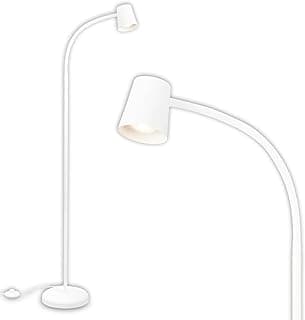 BRILONER - Lampara de Pie como Decoración de Salón y Lámpara de Lectura, 127.5x21cm, Giratoria, Interruptor de Pie, Iluminación Indirecta, Lampara Pie, Lampara de Pie LED, Luz Lectura, Luz LED, Blanco