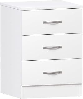 Vida Designs Home Discount Blanco mesilla de Noche Armario, Pecho de cajones, 3 cajones con Tiradores metálicos y Corredores, único Anti-Bowing cajón Apoyo, Riano Dormitorio Muebles