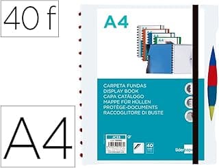 CARPETA LIDERPAPEL A4 CON 40 FUNDAS INTERCAMBIABLES 5 SEP SOBRE Y GOMILLA PORTADA Y LOMOPERSONALIZABLE TRANSPARENTE