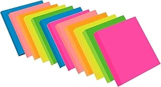 ZCZN Notas Adhesivas, Pack de 12 Bloc de notas,76 x 76 mm Notas Autoadhesivas,100 Hojas por Bloc,Total de 1200 PCS,6 Colores