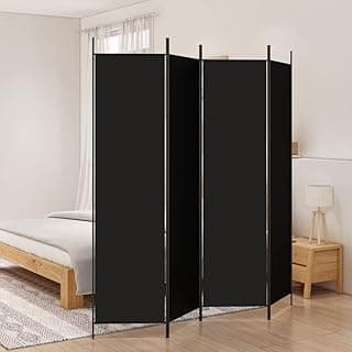 TREISL Biombo para dormitorio, negro, 200 x 200 cm, de tela, divisor, para espacios privados, proteger la privacidad, pared, fondo, biombo para casa, estudio, oficina, fácil de almacenar