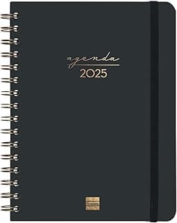 Finocam - Agenda Espiral Alma 2025 Semana Vista Horizontal Enero 2025 - Diciembre 2025 (12 meses) Negro Catalán