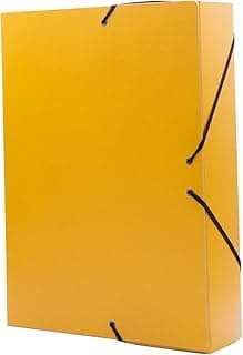 Raylu Paper – Carpeta de Proyectos Mate de tamaño A4 con lomo de 7 cm, carpeta de cartón resistente y cierre con gomas para proyectos escolares u oficina, Archivador tamaño 34 x 24 cm (Amarillo)