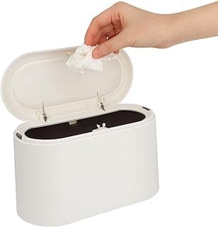 Cubo de Basura de Mesa con Tapa, Papelera de Escritorio Mini Bote de Reciclar, Cubo de Basura con Tapa de Resorte, Pequeño Design Cubos Basura, para Baño Oficina Hogar 22 * 11 * 13cm