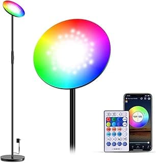 BEL AIR HOME - Lámpara de Pie LED RGB + CTT SMART con Control de APP Compatible con Alexa y Google Assistant - Luz Regulable para Salón, Lectura y Decoración (NEGRO)