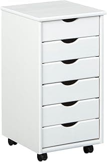 Inter Link Office 20 Cajonera de Oficina de Pino Madera Maciza Lacado Natural 35 x 65 x 40 cm, Blanco