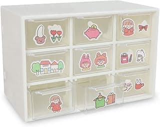 JUMRHFAN Organizador de plástico con cajón transparente, organizador de maquillaje de 3 capas y 9 cajones, cajas de almacenamiento de cosméticos adecuadas para almacenar joyas (beige)