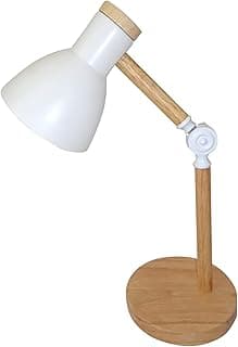BEL AIR HOME - Lámpara Flexo de Escritorio TEACHER 1xE-27 - Madera y Metal - Diseño Moderno y Elegante para Oficinas y Escritorios de Casa - Altura de 47cm (No Incluye Bombilla) (BLANCO)