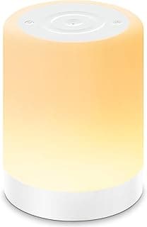 Auxmir Lámparas de Mesita de Noche, Recargable 3000mAh con USB, Táctil Regulable, 256 RGB Colores y 4 Modos de Luz, Lámpara de Mesa con Temporización, Luz Nocturna Inalámbrica para Dormitorio, Blanco