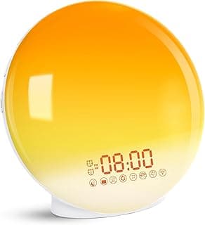 Cadrim Wake Up Light Despertador Luz Despertador Simulación de Amanecer y Atardecer con 7 Luces de Colores, Función Snooze, 8 Sonidos Naturales, Radio FM, 20 Niveles de Brillo