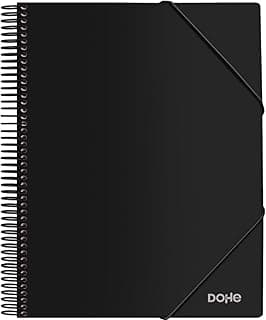 Dohe - Carpeta con 40 Fundas y Espiral - A4 (24x31 cm), Cierre de Gomas Elásticas, Tapa Dura de Polipropileno 800 micras, Material de oficina - Negro