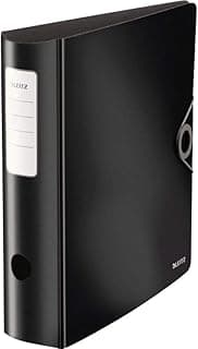 LEITZ 10471095 - Archivador de palanca polyfoam 180º lomo curvado cierre con goma Active Solid DIN A4 82 mm. color negro