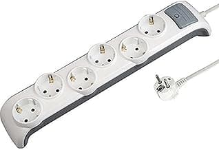 Electraline 62507 Regleta Base múltiple (3G1 mm², 2 m, 6 Tomas) Color Blanco, 250 V
