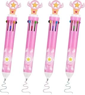 OFFCUP Bolígrafo Retráctil Multicolor, 4pcs 10 en 1 Bolígrafos de Bola Retráctiles, Bolígrafo de Dibujos Animados Dinosaurio Unicornio Para Oficina, Útiles Escolares, Estudiantes, Niños, 0.5mm