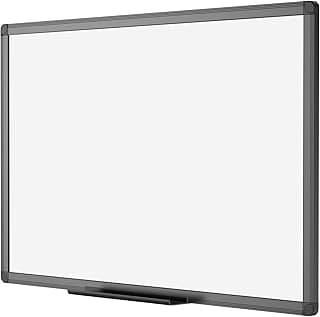 VIZ-PRO Pizarra Blanca Magnética de Pared con Marco de Aluminio negro, 90 x 60 cm, Ideal para Oficina, Escuela y Hogar