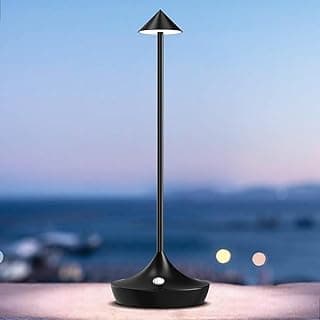 bravzurg Lampara de mesa LED recargable, Moderna lamparas escritorio sin cable portatil y impermeable 6000mAh, lámpara bateria inalambrica, para exterior, terraza, mesita noche, jardin, restaurante
