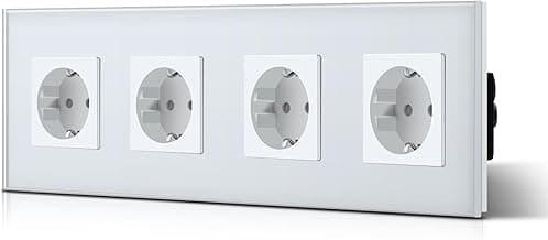 BSEED Schuko Socket Crystal Glass Placa 4 Socador de Gang 16amam AC Potencia 240 V Sockets de extensión de 299 mm