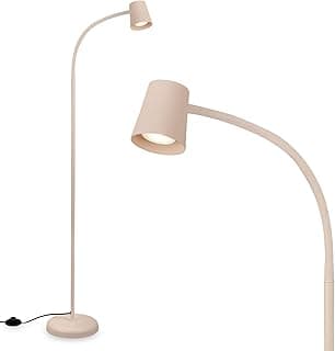 Briloner - Lampara de Pie como Decoración de Salón y Lámpara de Lectura, 127.5x21cm, Giratoria, Interruptor, Iluminación Indirecta, LED, Luz Lectura, Luz LED, Beige
