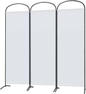 Angel Living Biombo Separador de 3 Paneles con el Techo y la Base de la Forma Curva, Decoración Elegante, Separador de Ambientes Plegable, Divisor de Habitaciones, 168 x 182 cm (Blanco)