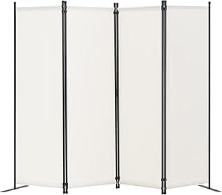 VEVOR Biombo Separador Plegable 4 Paneles con Marco de Acero al Carbono y Tela de poliéster Separador de Ambientes de Privacidad 228x45x172,5 cm para Oficina, Dormitorio, Comedor, Estudio, Blanco