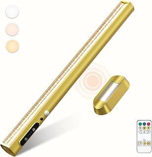 bravzurg Lampara LED Escritorio con Sensor Movimiento, 4000mAh Flexo Escritorio Magnetica Inalambrica con Mando Distancia, Luz Armario USB Recargable, Luces Bateria para Cocina Mesa Estanteria Espejo