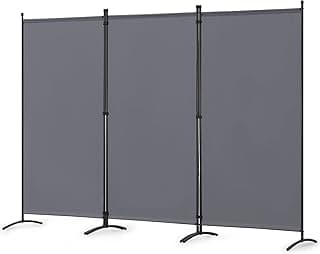 Angel Living Paravent - Biombo Plegable de 4 Paneles, biombo Independiente, mampara divisoria de Pared, mampara para oficinas, Balcones, dormitorios y Jardines al Aire Libre Gris 243 x 180 cm