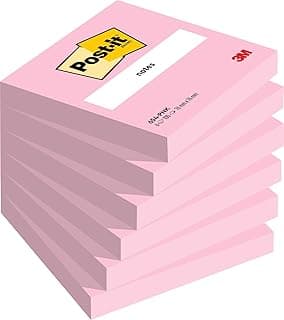 Post-it Notas, Rosa, 76 mm x 76 mm, 100 hojas/bloc, 6 blocs/paquete