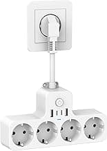 HANYEAL Eegletas Enchufes Ladron Enchufes Regleta Enchufe Plano 4000w,Enchufe Multiple, 3 USB, 1 Tipo C y Interruptor, Cargador USB para Oficina, Cocina y Habitación