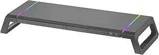 Mars Gaming MGS-ONE, Soporte Monitor RGB Chroma, Tamaño Ajustable 3 Posiciones, Soporte Smartphone y Tablet, Cajón Mulyifunción, USB 2.0 Frontal, Negro