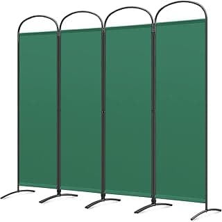 Angel Living Biombo Separador de 4 Paneles con el Techo y la Base en la Forma Curv, Decoración Elegante, Separador de Ambientes Plegable, Divisor de Habitación, 224x182 cm (Verde)
