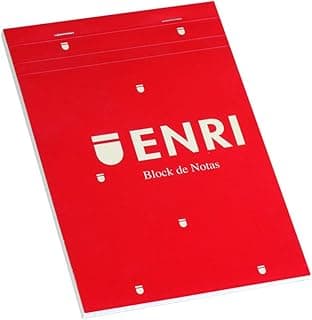 Enri, Bloc de Notas Grapado, Tapa Blanda, Cuadrícula 4x4, Formato A5 (29,8 x 24 cm), 80 Hojas Microperforadas, Pack 5 Libretas, Color Rojo