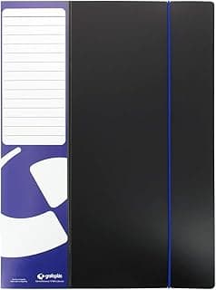 Grafoplás | Carpeta Fundas Poliuro | Negro | A4 | 100 Fundas | Cubiertas Extrarrígidas con Lomo Recto | Goma Elástica | Fundas Transparentes Calidad Extra | Acabado Piel Naranja | Hecho en España